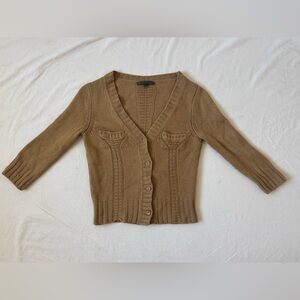 John Varvatos Camel Knit Cardigan Y2K style